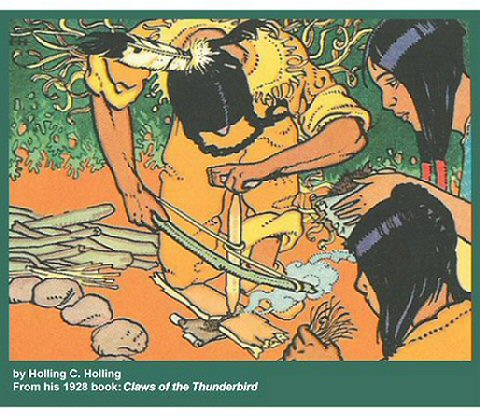 Making Fire by Holling C. Holling from his 1928 book Claws of the Thunderbird