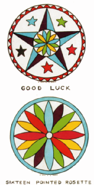 star and rosette hex signs
